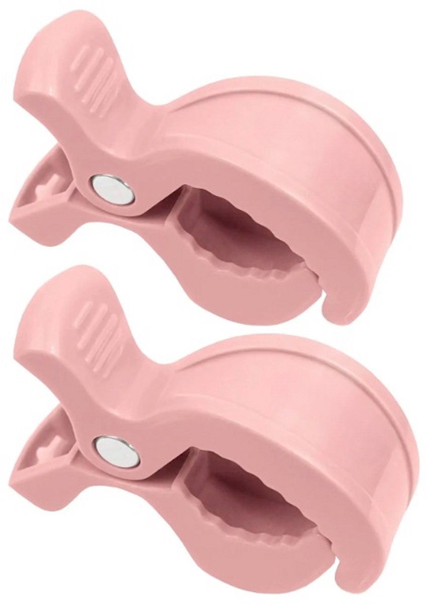Sipo - Universele Kinderwagen Clips - Set van 2 - Stroller Pegs - Multifunctioneel ABS Klemmen - Baby Car Seat Clips - Sterke Veer Klem - 2kg Draagkracht - Kinderwagen Organizer Ophangsysteem - Universele Buggy Clips - 7.5 x 4.5 x 2.5 cm - Roze