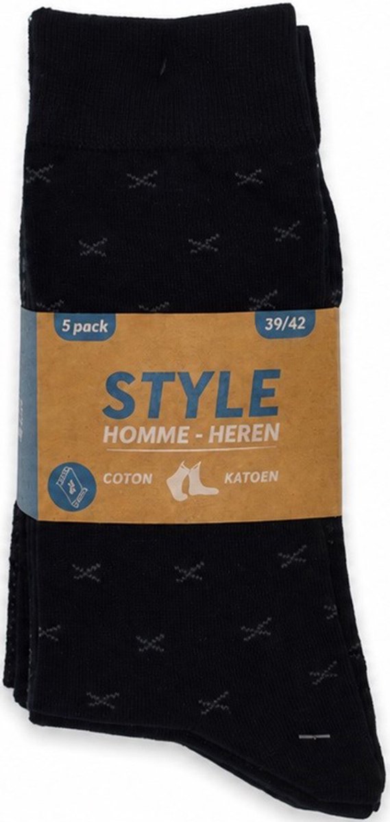 HEREN SOKKEN - 10 PAAR - HERENSOKKEN KATOEN - MULTIPACK - ZWART- 43/46