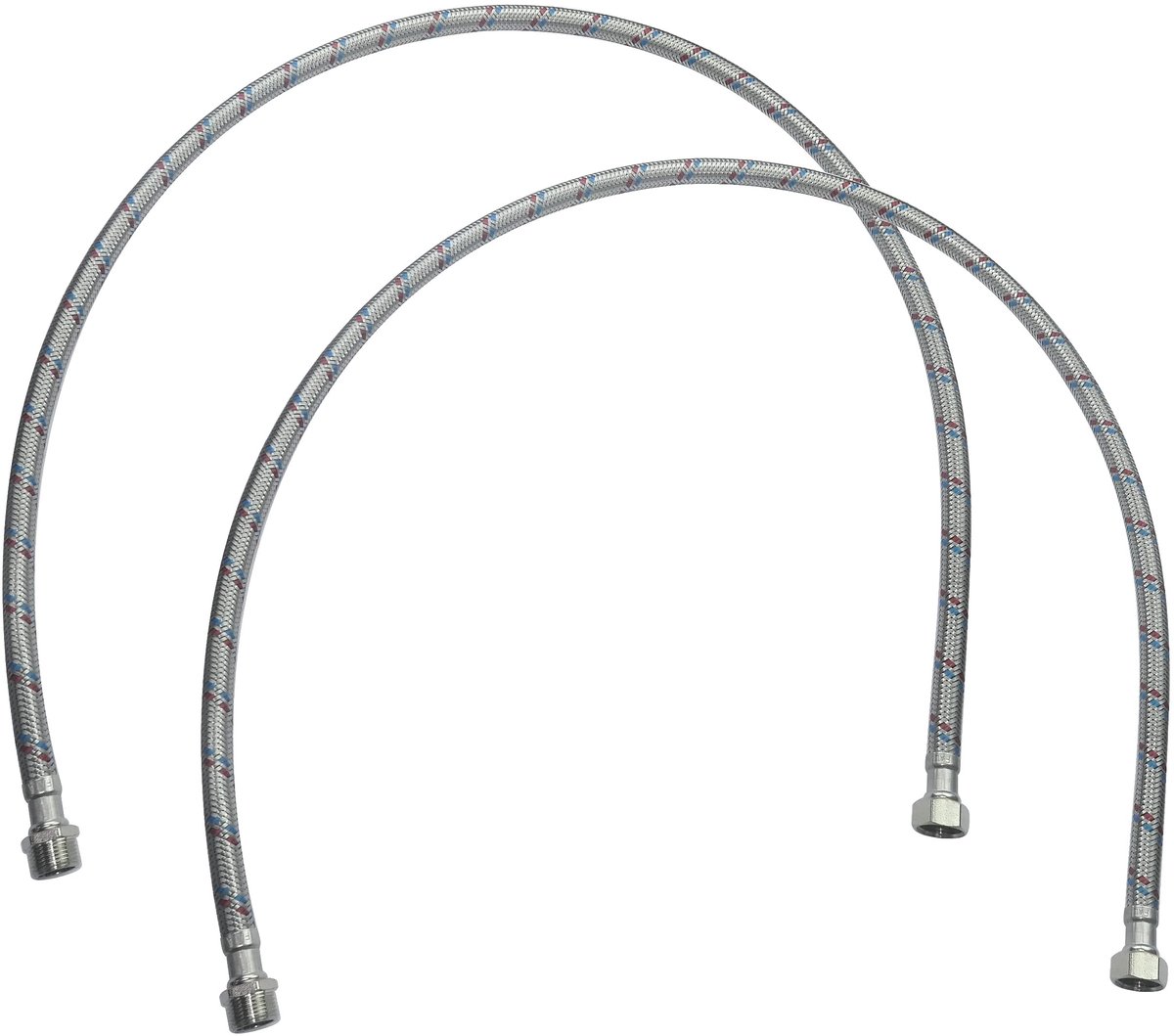 Dailygoods- Voedingsslangen Set van 2 - 1000mm - Flexibele Aansluitslang - Sanitaire Slangen - 3/8 inch Aansluiting - Gevlochten Staal