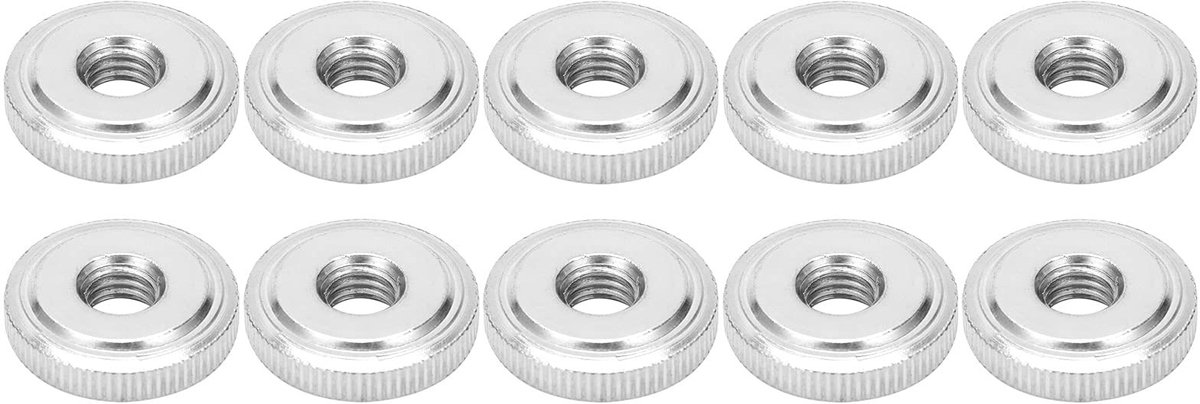 Dailygoods- Gekartelde Moeren 10 Stuks - M8 - Koolstofstaal - Handmatig Aandraaien - Duurzaam - Vernikkeld Oppervlak