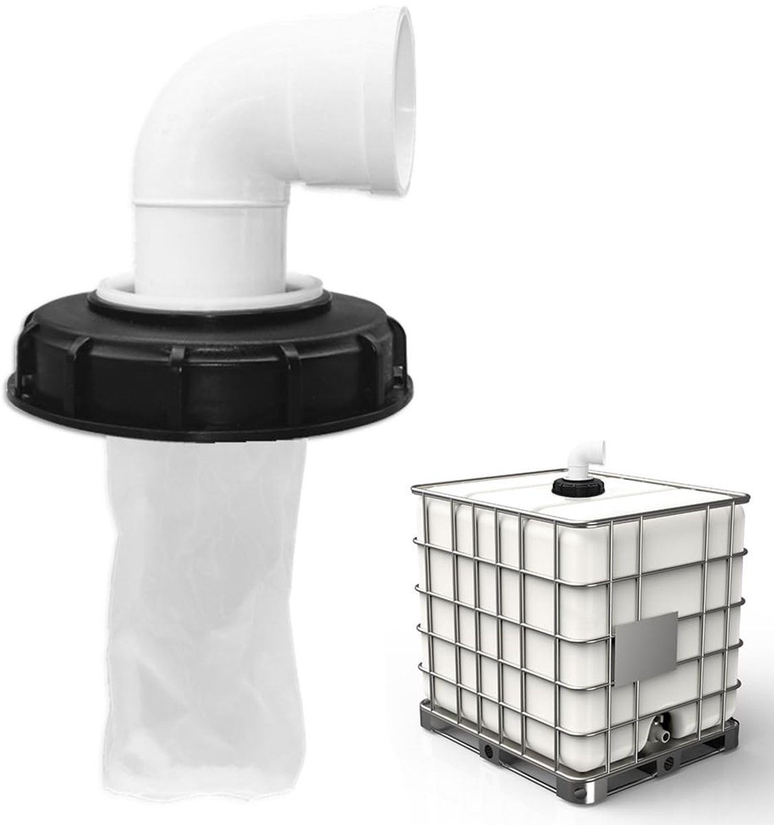 Dailygoods- Filterdeksel Nylon - IBC-deksel met Filter - Wasbaar 165 mm - Hoekstuk DN 150 - Herbruikbaar - Geschikt voor Vloeibare Producten - Waterfilter