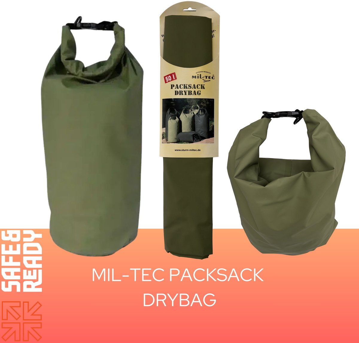 Mil-Tec Waterdichte Transporttas 50 liter Olive Green - Drybag - Outdoor - Kamperen - Survival