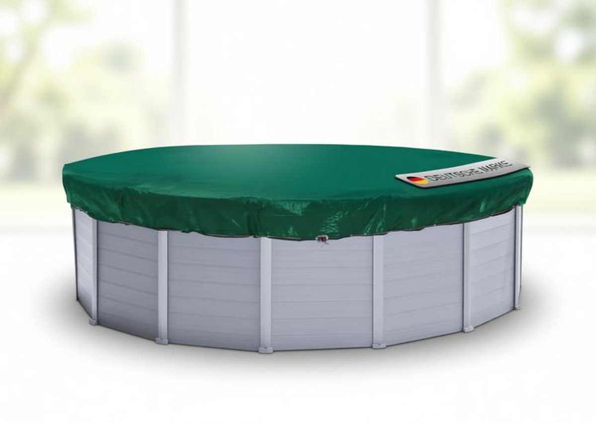 ElleMooi Afdekzeil voor rond zwembad 350/360 cm - winterdekzeil 420 cm - 200 g/m² met ratel en koord