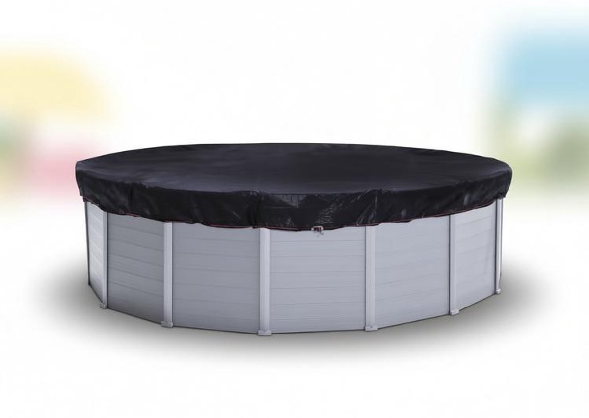 ElleMooi Zonnezeil zwembad rond Ø 560 cm winterafdekzeil 200 g/m² zwart voor zwembaden 488-500 cm