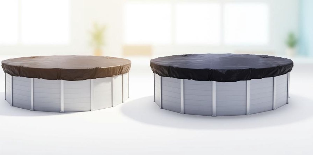 ElleMooi Zonnezeil Zwembad Rond Ø 460 cm - Winterafdekzeil voor Zwembaden 366-400 cm - 200 g/m² Zwart