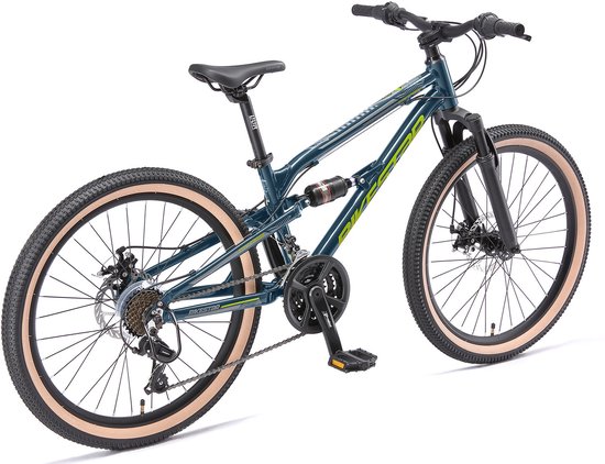 Bikestar 24 inch Alu MTB Fully, 21 speed, groen van Bikestar — afbeelding 3