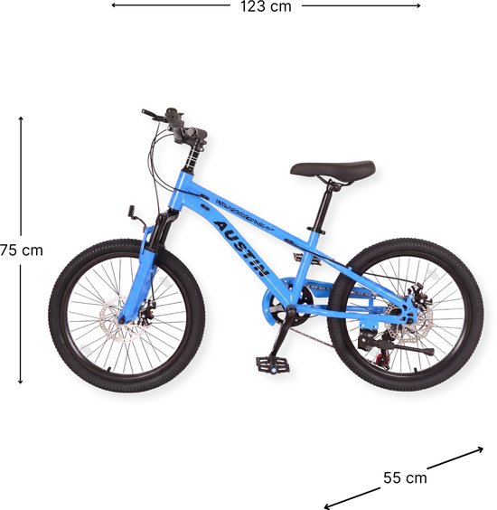 Buxibo - Fiets Austin - Kinder Mountainbike - 7 Versnellingen - 20 Inch - Blauw — afbeelding 4