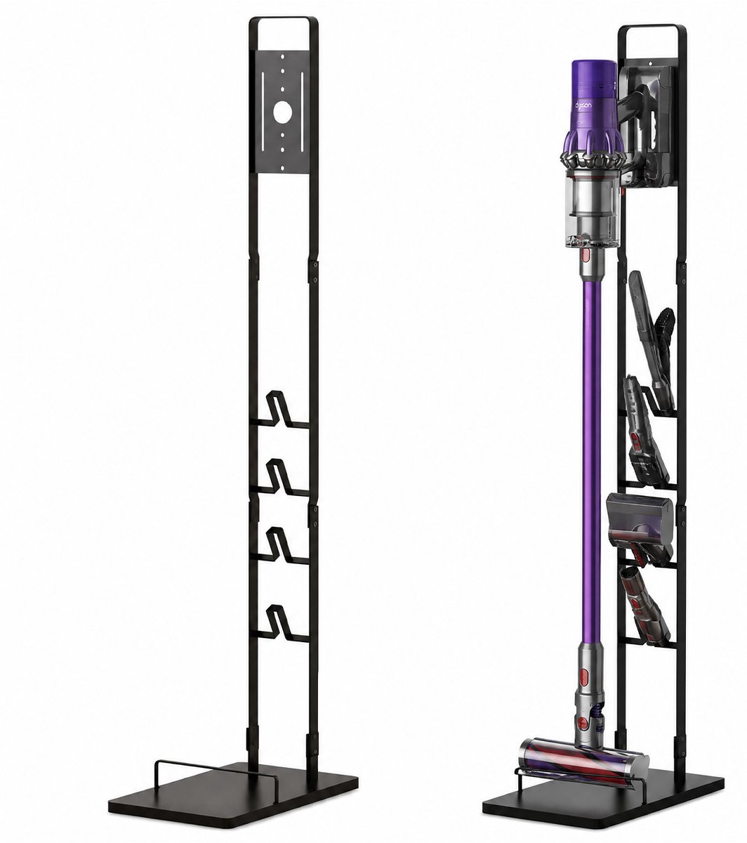 Universele Stofzuiger Standaard voor Dyson – Vrijstaande Vloerstandaard – Zonder Boren – Carbon Staal – Zwart