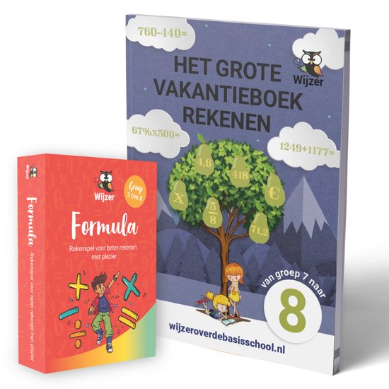 Vakantieboek Rekenen van groep 7 naar groep 8 + Formula Rekenspel - Compleet oefenpakket voor de zomer - Wijzer over de Basisschool (Editie 2026)