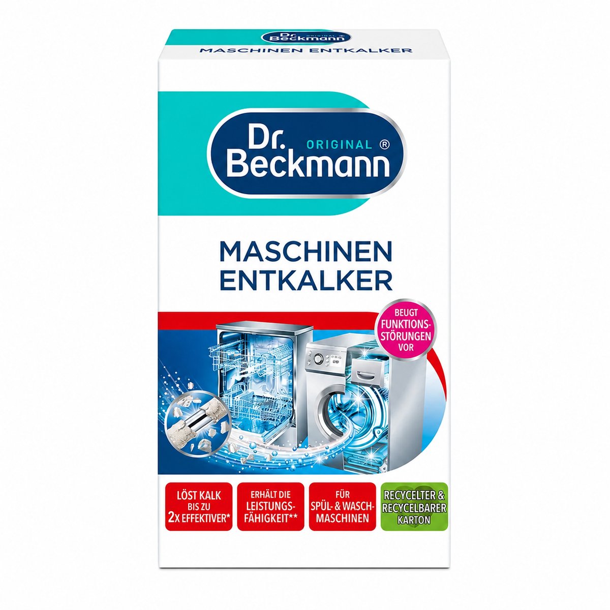 Dr. Beckmann Machines Ontkalker 2 x 50 g – Voor Wasmachine & Vaatwasser – Verwijdert Kalkaanslag – Onderhoudsreiniger