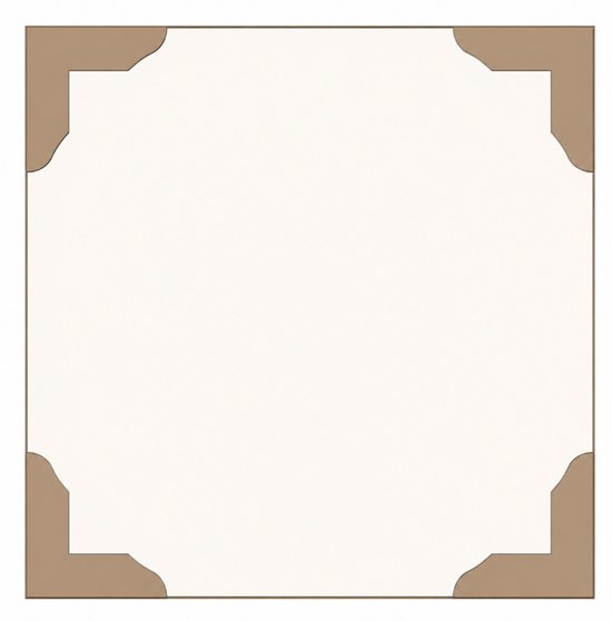 Beige en witte randen met bruine hoekjes, alsof er een foto in zit.