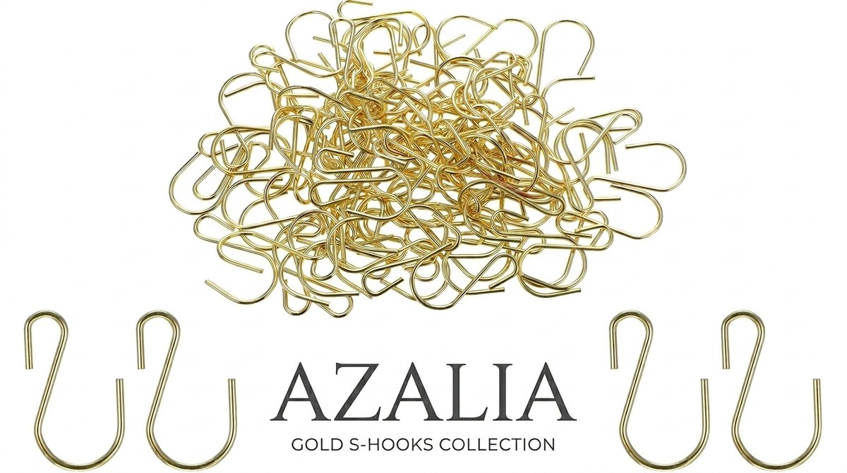 Azalia 100 stuks kleine S-haken, kleine S-vormige haken, 26 mm, mini-ophanghaken, metalen ophanghaken voor doe-het-zelf handwerk, sieraden, naamplaatje, hangende sleutelhangers (goud)