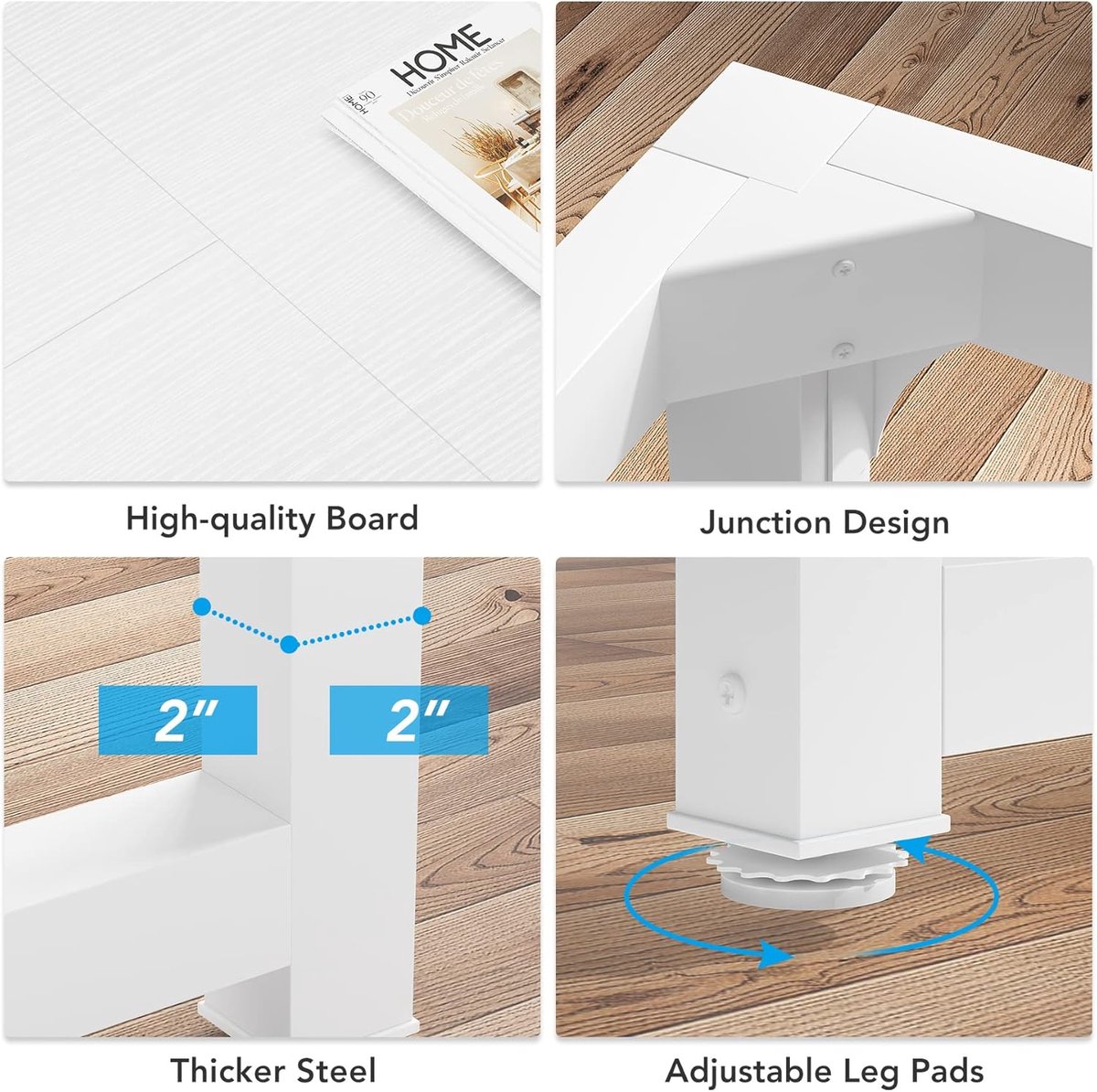 Bureau – House&Garden groot computerbureau 180x80x75 cm – minimalistisch werkbureau wit – stevig metalen frame – houten tafelblad – gaming & kantoor bureau – thuiskantoor computertafel – vergadertafel
