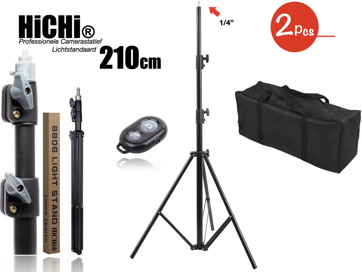 HiCHiCO® Tripod Camera Statief 210cm Donkergrijs met Draagtas 1Set