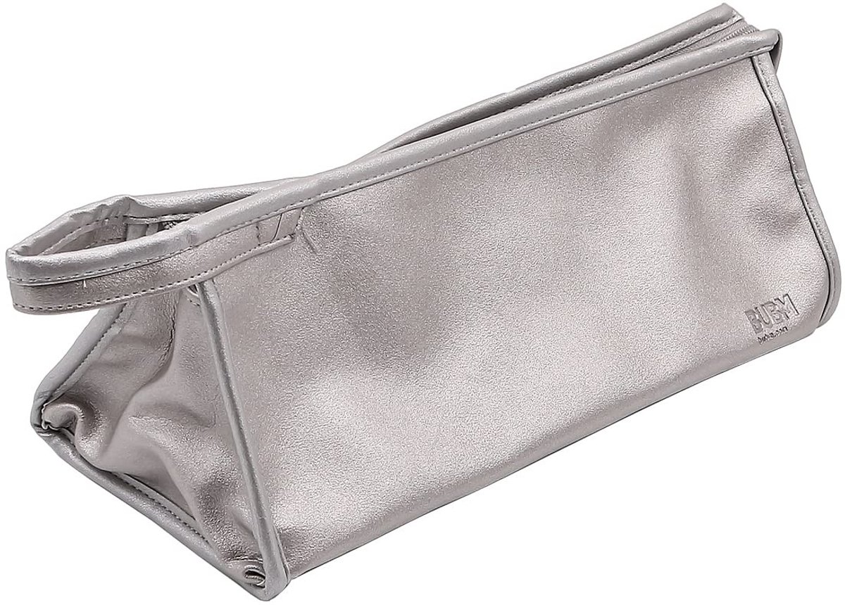 Dailygoods - PU lederen reistas - Draagtas voor haardroger - Grote capaciteit - Zilver - Opbergtas voor accessoires - Geschikt voor Dyson