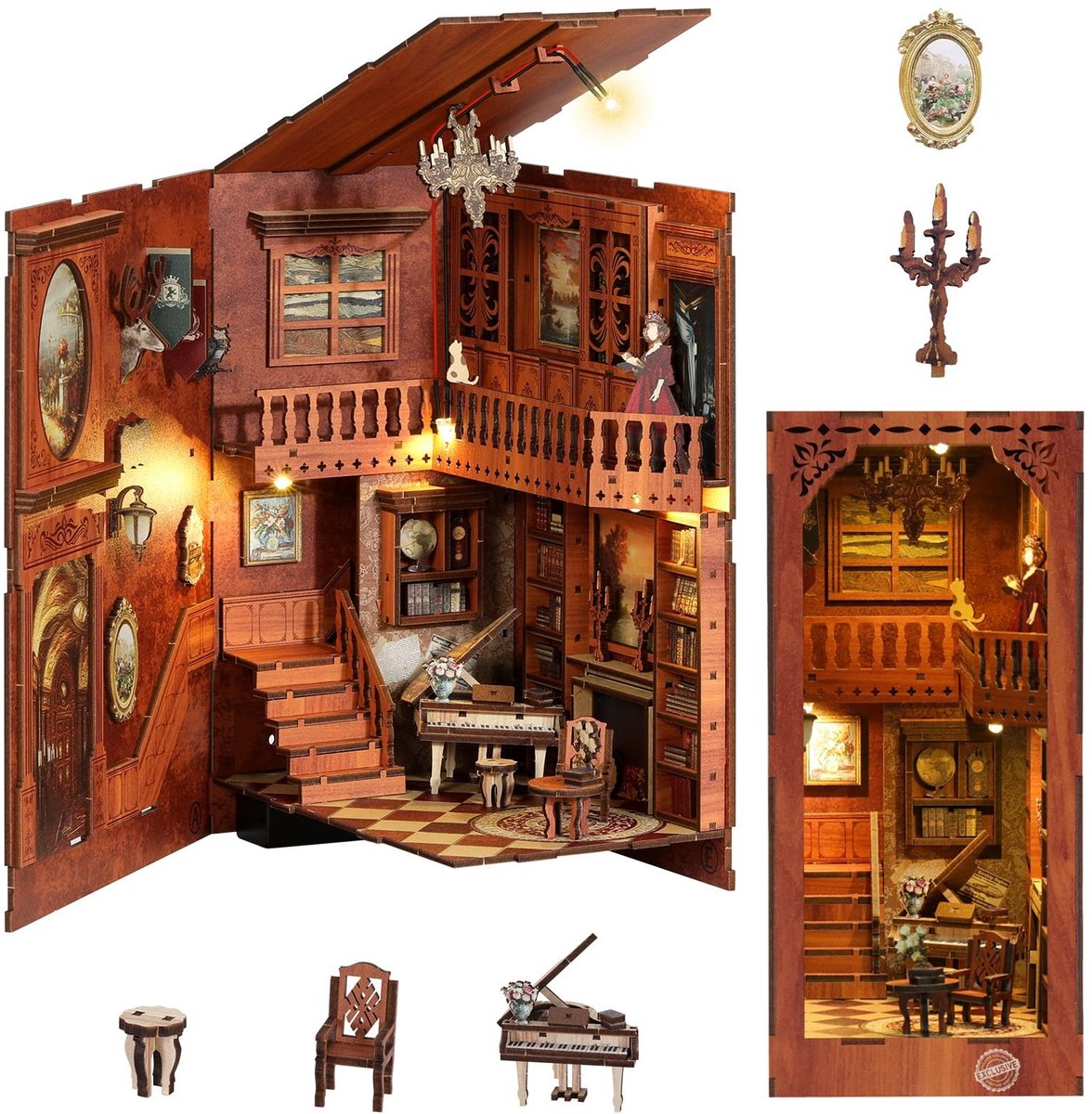 Dailygoods - DIY 3D Wooden Book Nook Kit met LED Verlichting