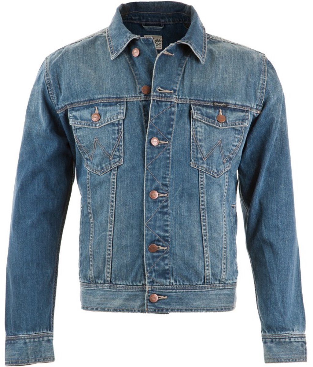 Wrangler CLASSIC JACKET Heren Jeans MID STONE 4XL Blauw