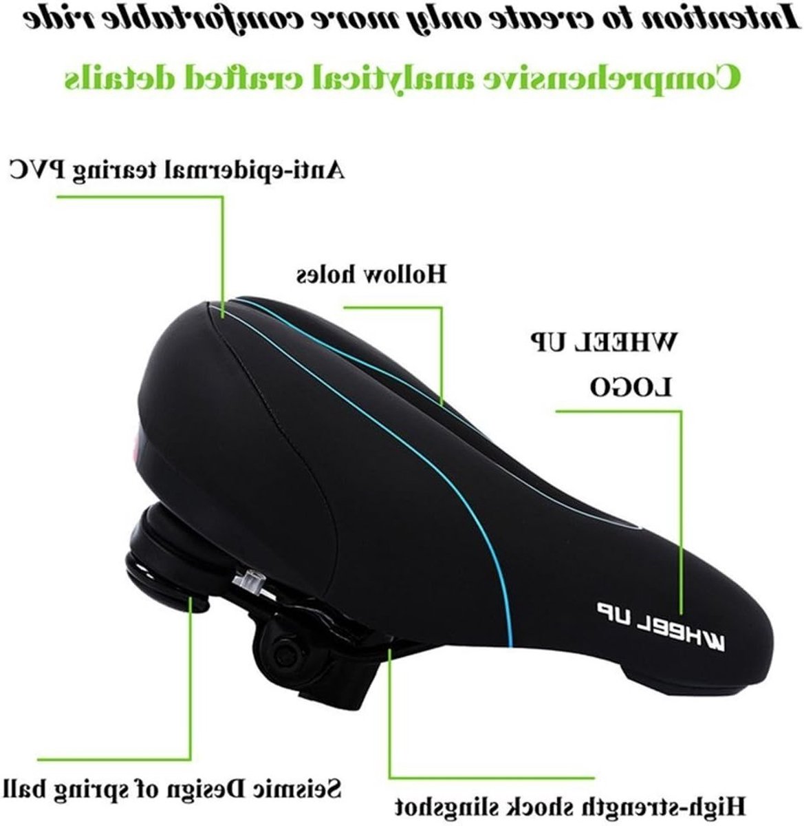 Comfortabele Fiets Zadels voor Mountainbike en Hybride Fietsen met Achterlicht en Gel Kussen