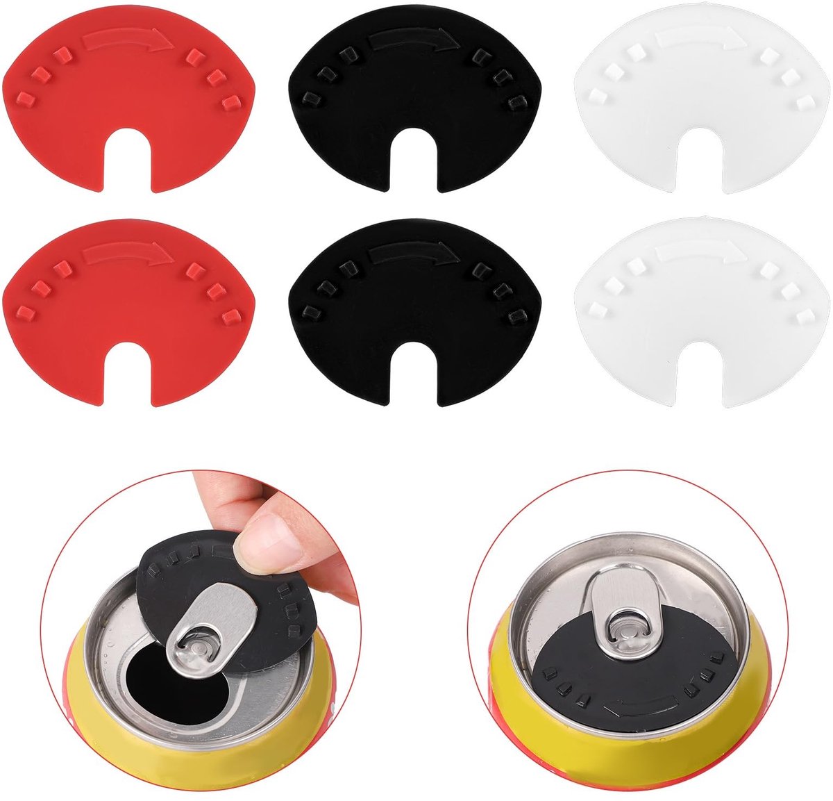Dailygoods- Blikjessluiter 6 Stuks - Kunststof Deksels - Afdichting - Voorkomt Morsen - Kleurrijk - Afmetingen 4,5 x 3,3 x 0,5 cm - Drankdeksel
