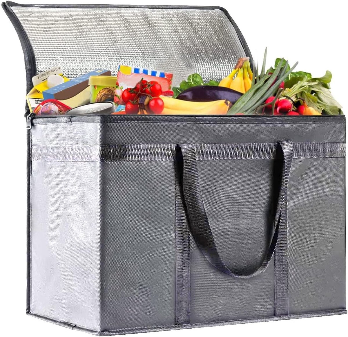 Grote Isolerende Koeltas 30L voor Voedselbezorging, Picknick en Lunch - Vouwbare Koelbox (Grijs)