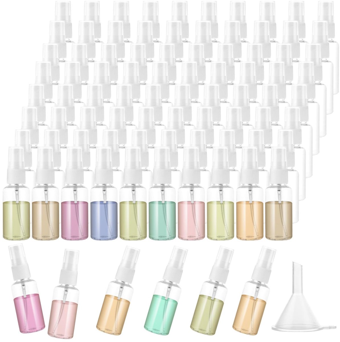 ZEYNOMAX- Spuitfles 30 ml - 100 stuks - Lege Kunststof Spuitflessen - Mini Parfumverstuiver - Transparant - Inclusief Trechter