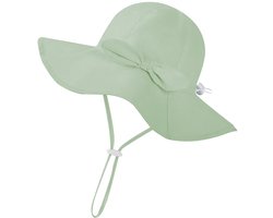 Babyzonnehoedje UPF 50+ met brede rand, verstelbare katoenen strandpet met strik voor baby's en peuters (jongens en meisjes) van 0-3 jaar, lichtgewicht, ademende UV-beschermende hoed voor buitenactiviteiten in de zomer, Fruitgroen,52cm