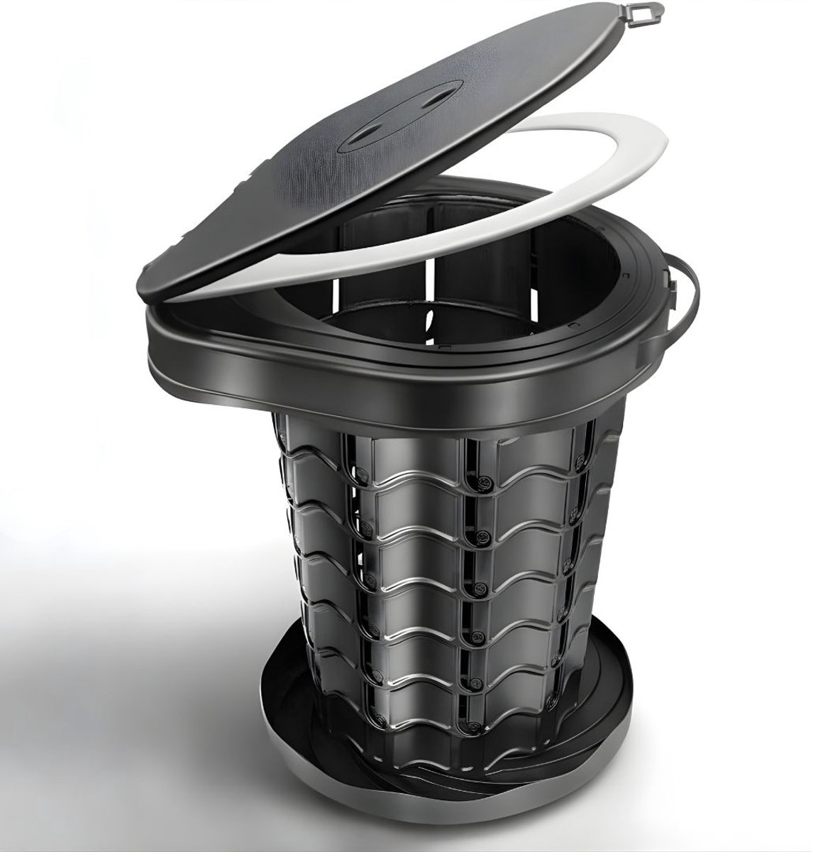 KAD® Camping Toilet - Compact & Opvouwbaar - Draagbare Toiletemmer voor Camper, Caravan & Noodgevallen - Zwart - 34cm x 32cm x 8cm