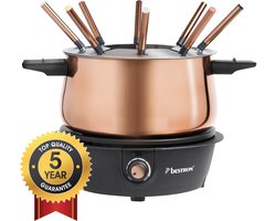 Bestron Fondueset Elektrisch AFD850CO - 1500W - 1,5L voor 8 personen - Incl 8 fonduevorkjes - Koper - 5 jaar garantie
