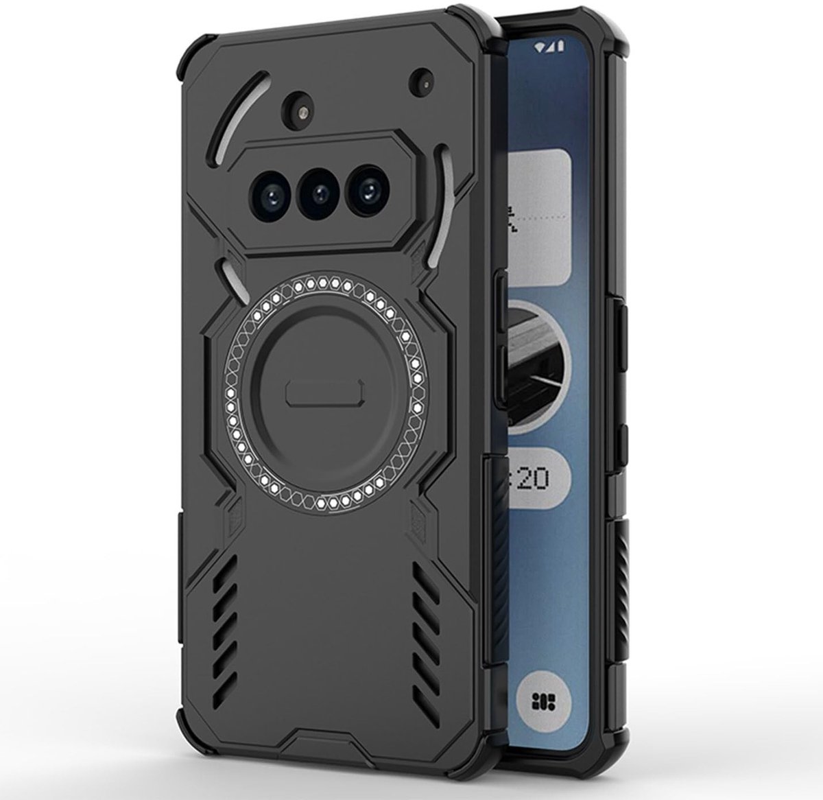 Dailygoods- Beschermhoes Schokbestendig - Magnetisch - TPU/Siliconen - Harde PC - Militaire Kwaliteit - Warmteafvoer - Exclusief voor Nothing Phone (3a) 5G - Telefoonhoes