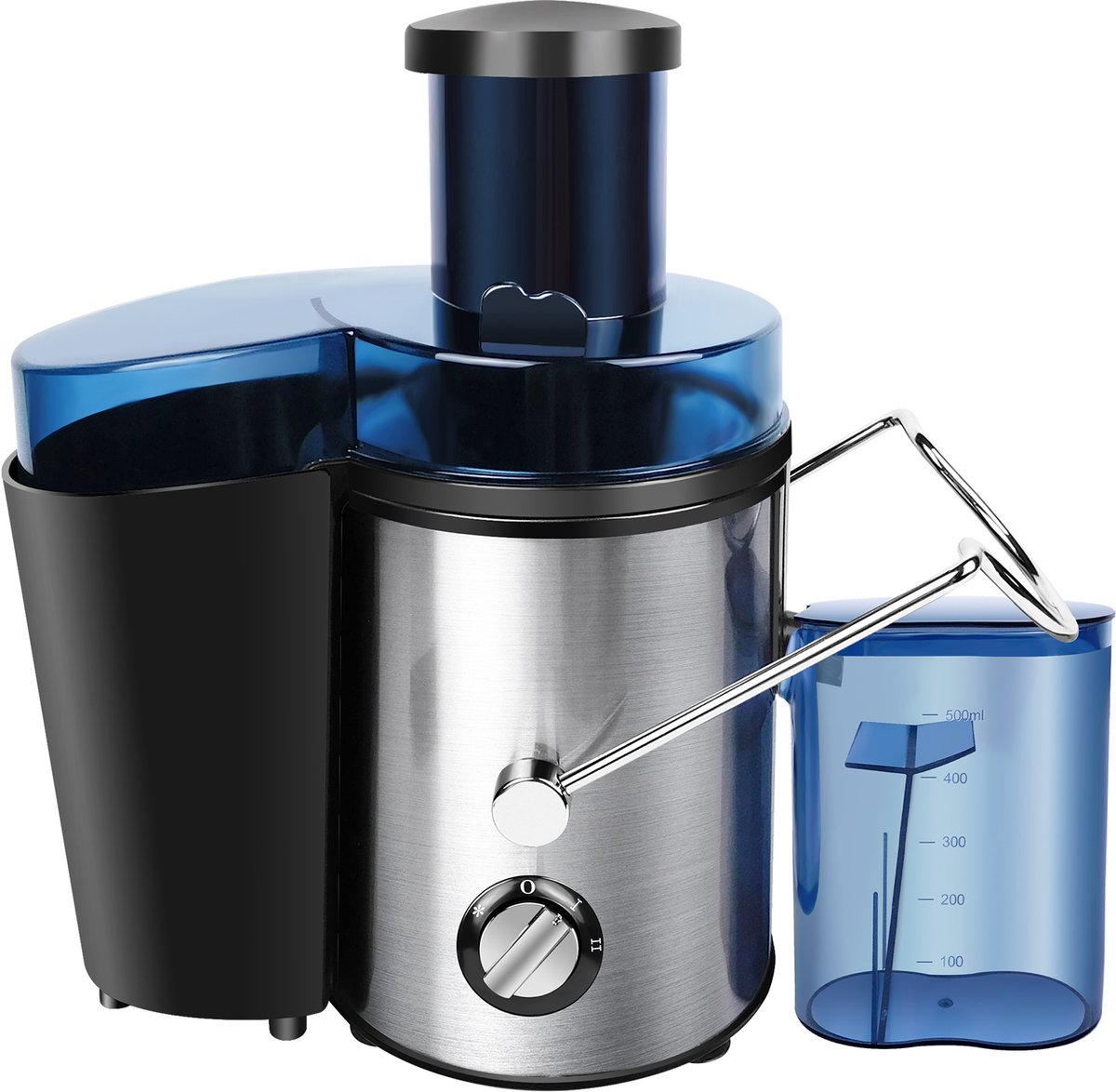 Centrifugale sapcentrifuge voor thuisgebruik - 2 Snelheden, RVS Behuizing, 500ml Sapreservoir - Geschikt voor diverse soorten groenten en fruit
