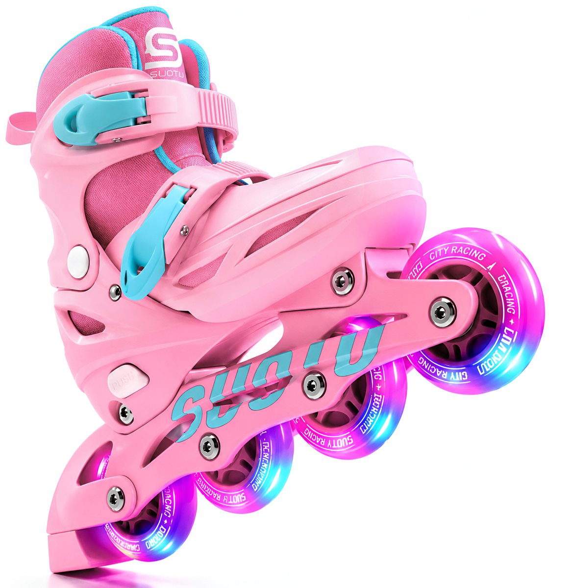 Suotu Skeelers Inlineskates Verstelbaar Lijn: S78 Skeelers meisjes en jongens Roze