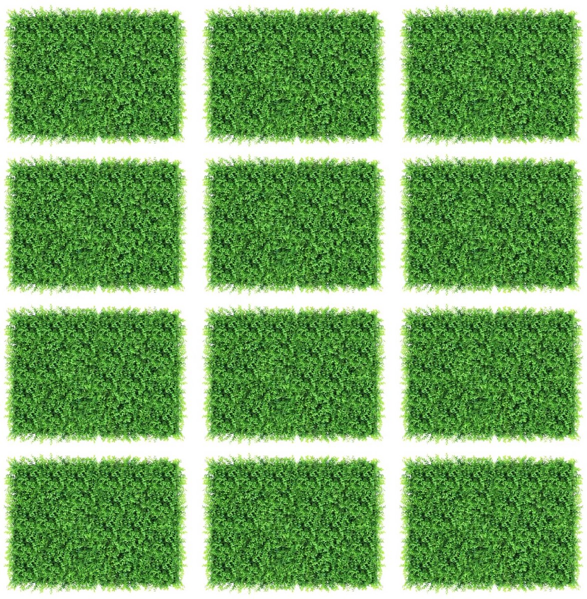 Kunstgras Wanddecoratie Set van 12 – Buxushaag Panelen 40x60 cm – Kunsthaag voor Groene Muur Binnen & Buiten – Privacy Scherm voor Tuin, Balkon & Wanddecoratie