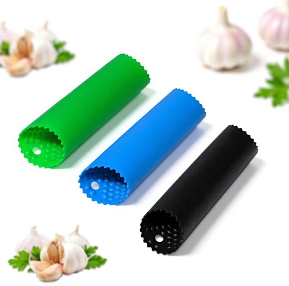 ElleMooi Knoflookpeller Siliconen Rol – Eenvoudig Knoflook Pellen – Keukenhulp – 14 cm – 3 Kleuren
