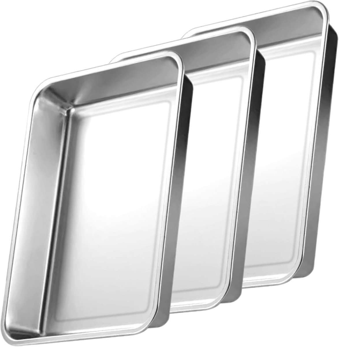 Bakplaat Ovenplaat Roestvrijstaal Bakken Braden Gezond Materiaal 3 stuks 40cm Zilver