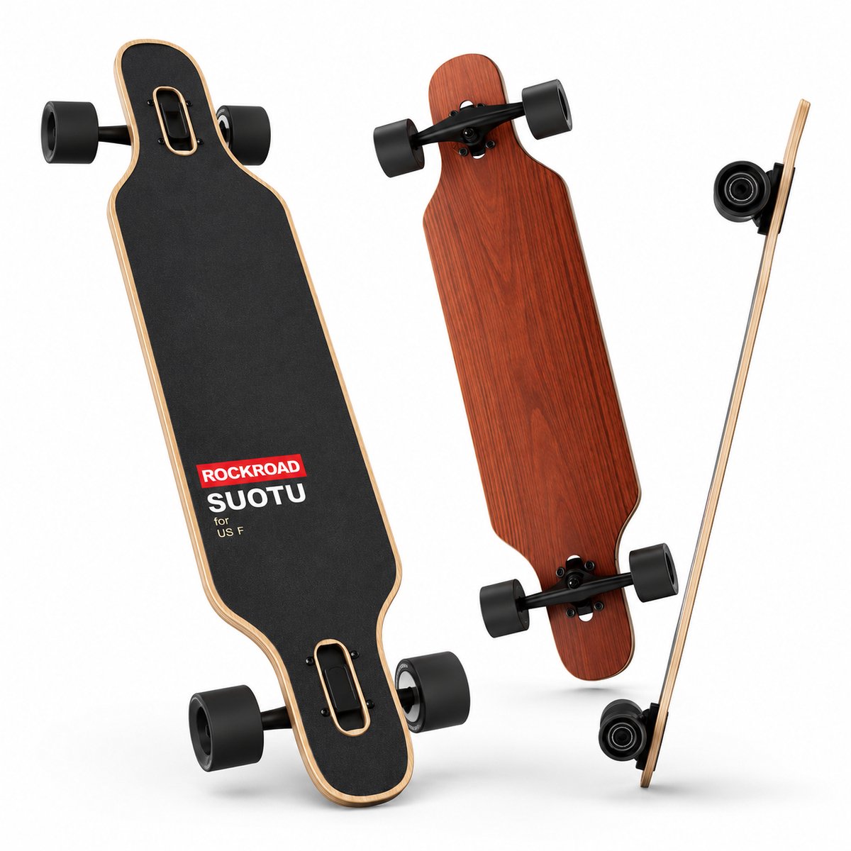 Suotu Skateboard Longboard 102.5x23x57.5 cm ABEC-9 95A schokabsorptie Jongens Meisjes Volwassenen Skateboards Bamboe