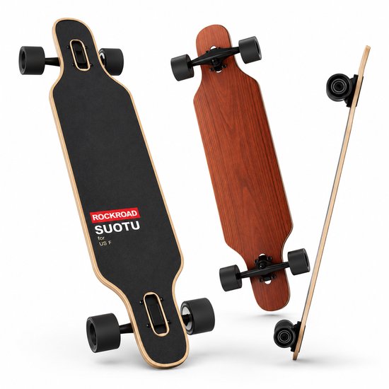 Suotu Skateboard - Longboard - 102.5x23x57.5 cm - ABEC-9 - 95A - schokabsorptie - Jongens - Meisjes - Volwassenen Skateboards
