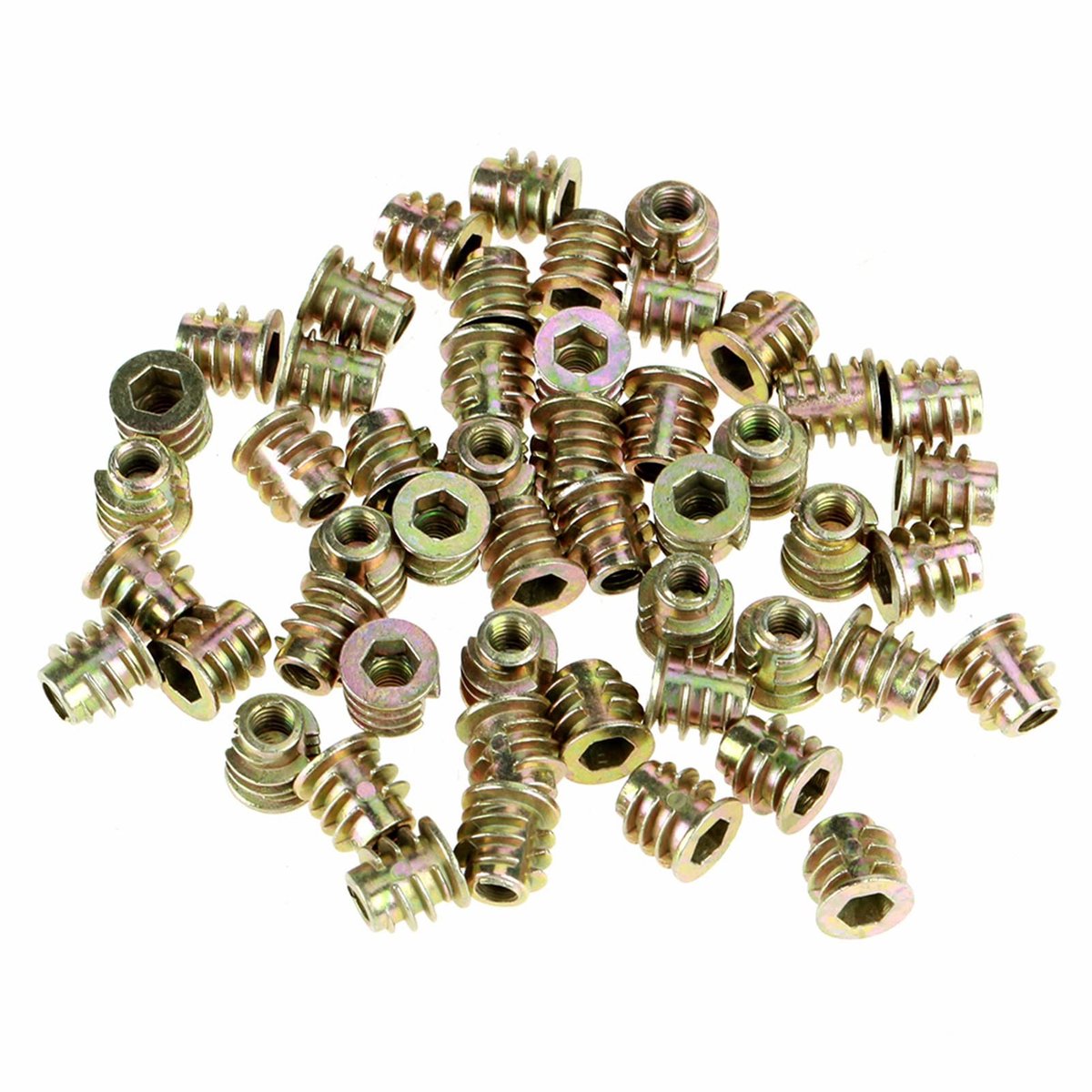 Dailygoods- Inschroefmoeren M4 x 8 mm - Zinklegering - Binnenzeskant - Zeskantige Aandrijfkop - Draadinzetstukken - Geschikt voor Houten Platen - Draadinzetstuk