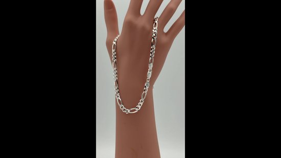 JUXE24-Figaro ketting-Figaro chain-massief 925 zilver-5,5 mm breed-60 cm lang-26 gram-6 zijdig geslepen