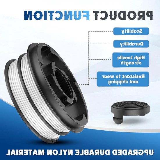 4 Stuks Grastrimmer Spoel Vervangingsdraad voor Diverse Modellen, Diameter 2 mm, 10 m Lengte met Spoelcover, Geschikt voor Tuinonderhoud en Grasmaaien — afbeelding 3