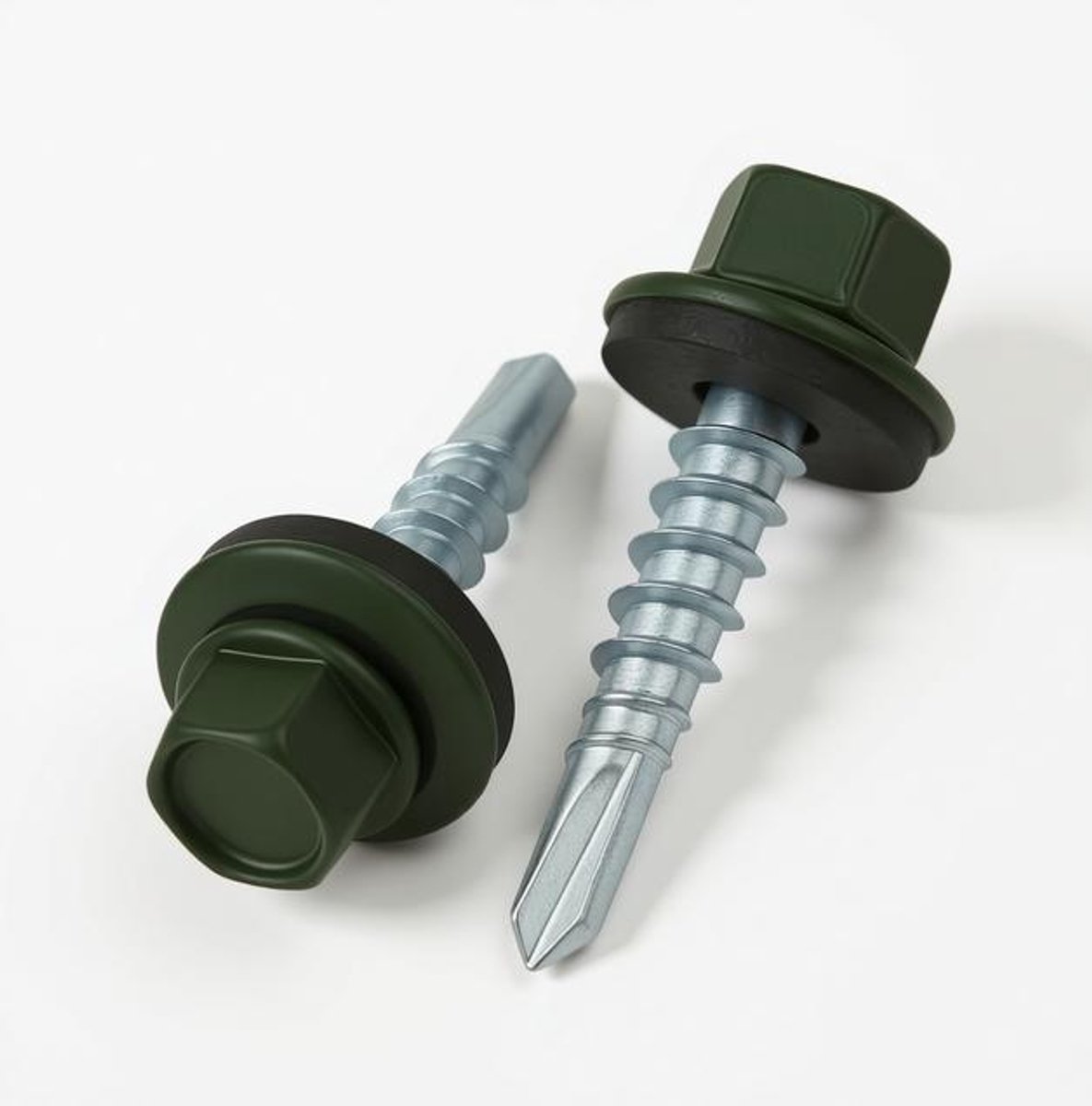 ElleMooi 4,8 x 35 mm Dakschroeven Zeskant Zelfborend met EPDM-ring - RAL 6020 Chroomoxyde groen - 50 stuks