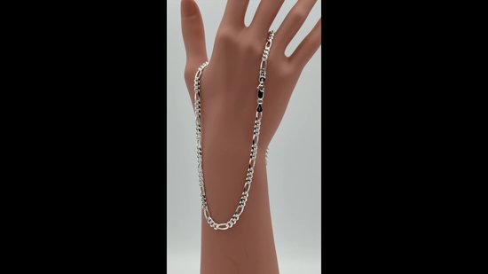 JUXE24-Figaro ketting-Figaro chain-massief 925 zilver-4,5 mm breed-60 cm lang-18,5 gram-6 zijdig geslepen