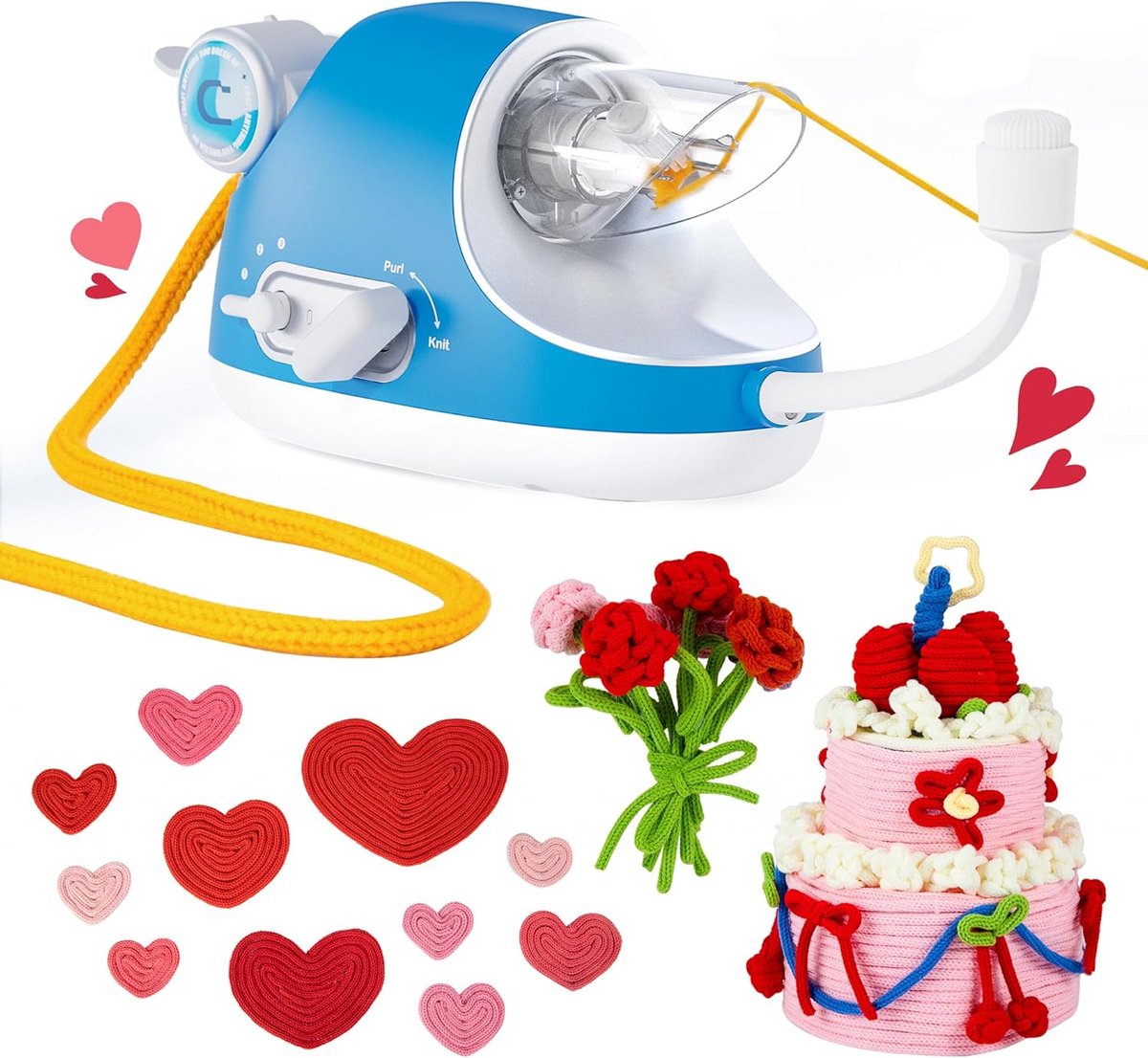 Automatische Breimachine - I-Cord Maker - Snel Decoraties Maken - Instelbare Snelheid - 33 cm Lengte - Blauw