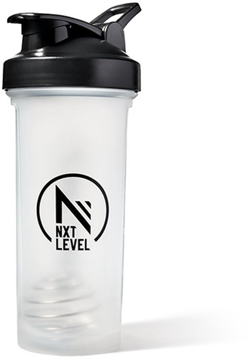NXT Level® Premium Shaker 700ml - Lekvrij & Vergrendelbaar - Inclusief Mengbal - BPA Vrij - Proteïn Shakebeker met Shakerbal - Eiwit & Proteïne Shake Beker - Zwart