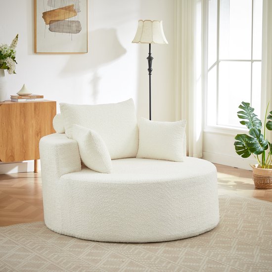 MIVRAY Fauteuil 1-Zits - Montagevrij Met Rugkussen - Voor Woonkamer En Slaapkamer - Chenille - Beige