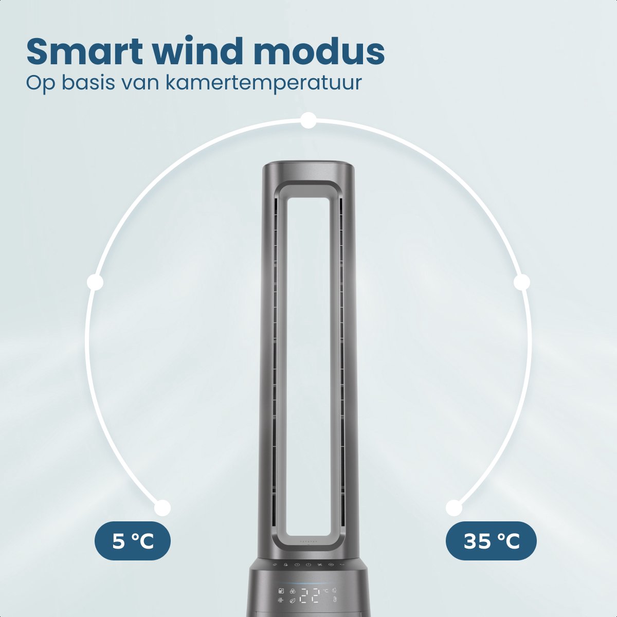 Auronic Torenventilator - Bladeless Model 2 in 1 - Luchtreiniger met HEPA-filter - Ventilator - 10 Standen - Afstandsbediening - 105 cm - Lichtgrijs — afbeelding 5