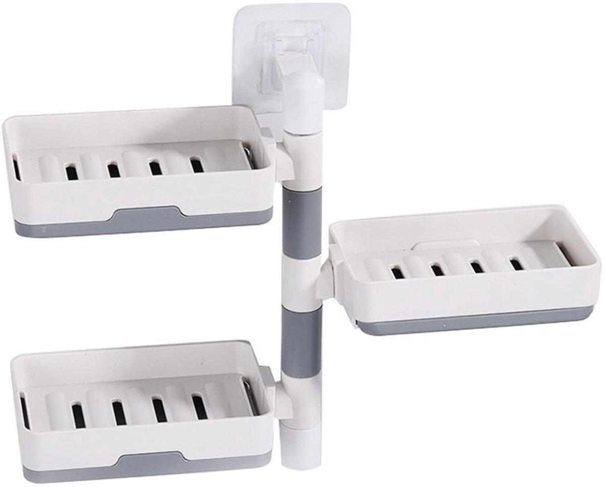 Dailygoods- Zeepbakjeshouder met 3 lagen - Wandmontage - Draaibaar ontwerp - Snelle afvoer - Hoogwaardig materiaal - Flexibel gebruik - Zeepdispenser