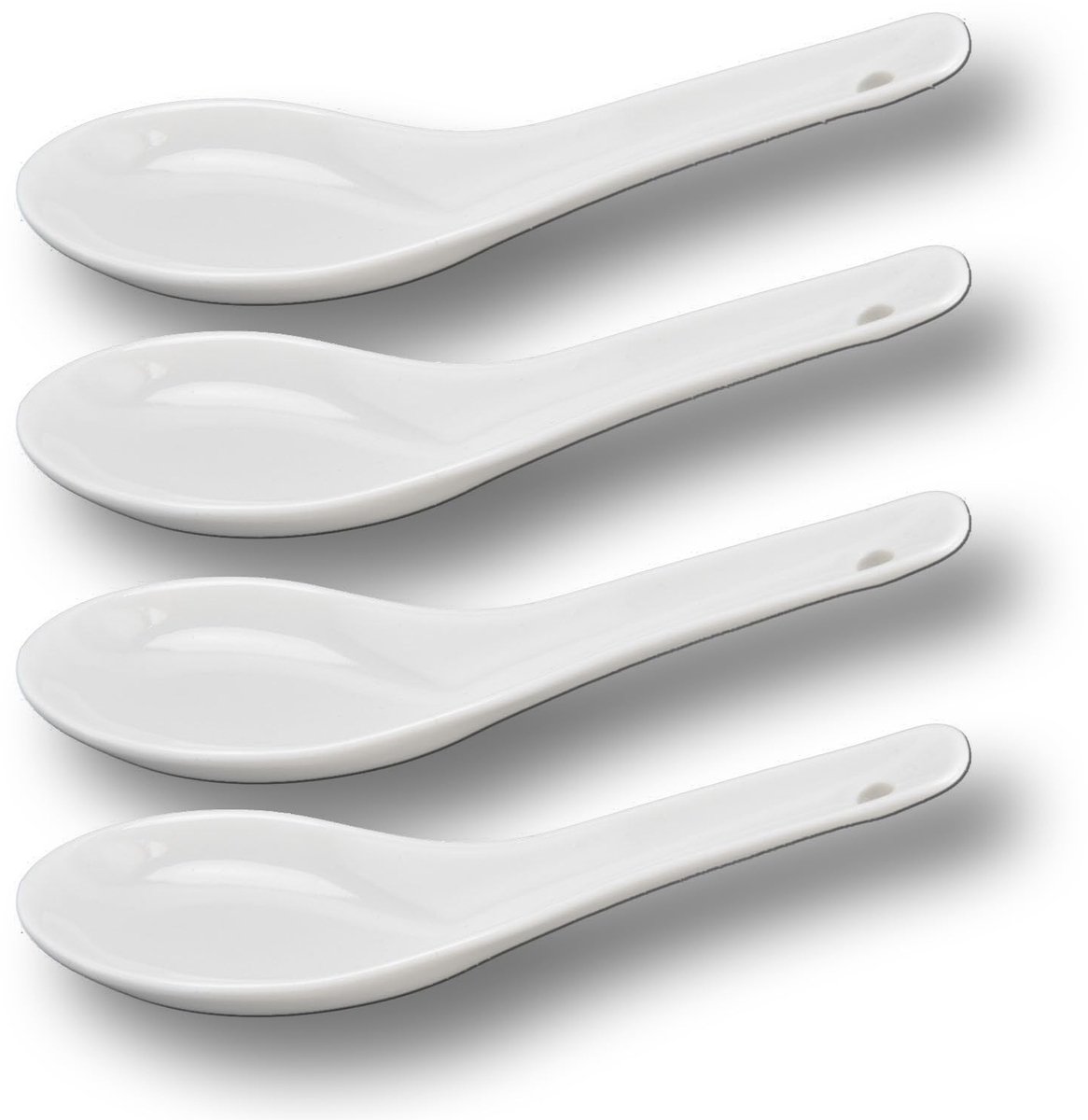 Dailygoods- Soeplepel Keramisch - Set van 4 - Wit - Duurzaam - Gezond - 4 x 13 cm - Lepel
