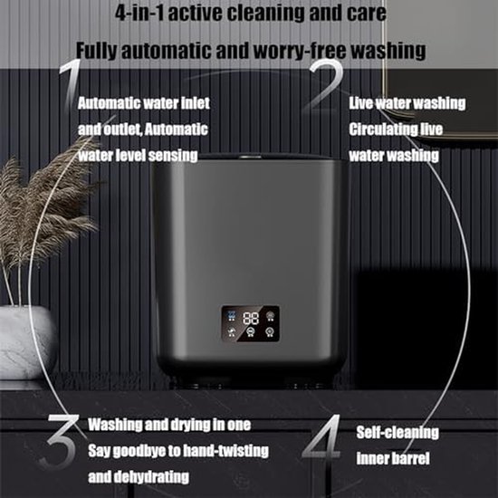 Mini Wasautomaat - Compacte Wasmachine - Thuisgebruik - Volautomatisch Wassen Drogen - 10 Liter Capaciteit - Wit — afbeelding 3