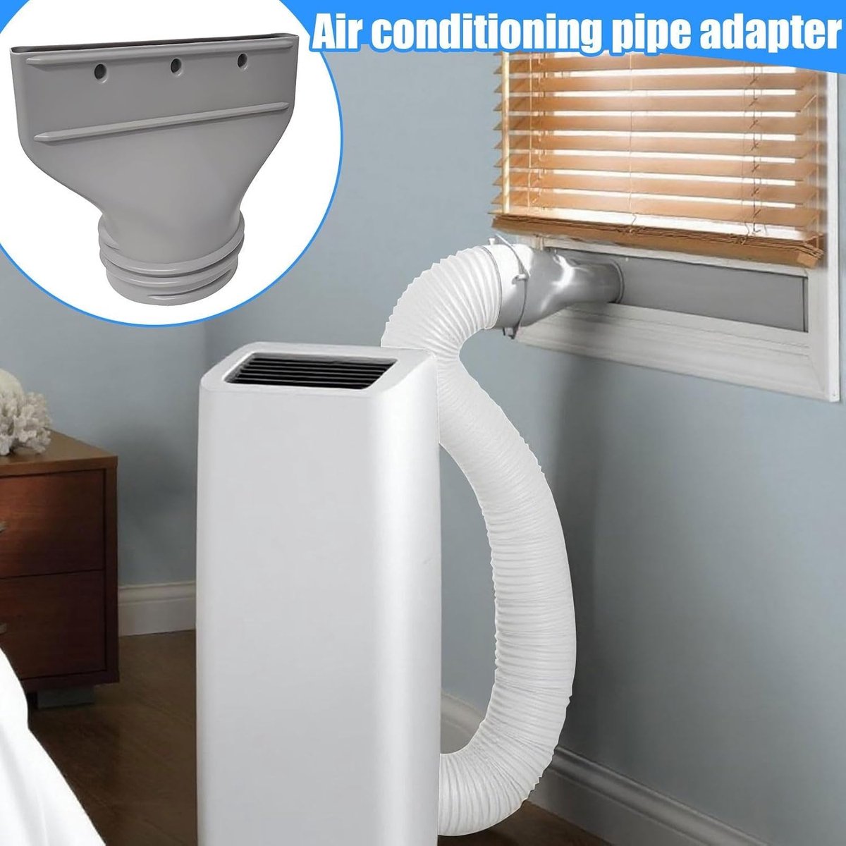Mobiele Airco Afvoer Mondstuk Adapter - 13/15 cm connector - Airconditioning Afvoerslang Adapter Plat - voor draagbare airconditioningafvoerslang, voor ramen en deuren, afvoerset – foto 5