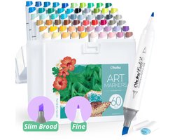 Ohuhu - Kaala Slim Broad & Fine - Alcohol based Art Markers - 60 Landscape Tones kleuren